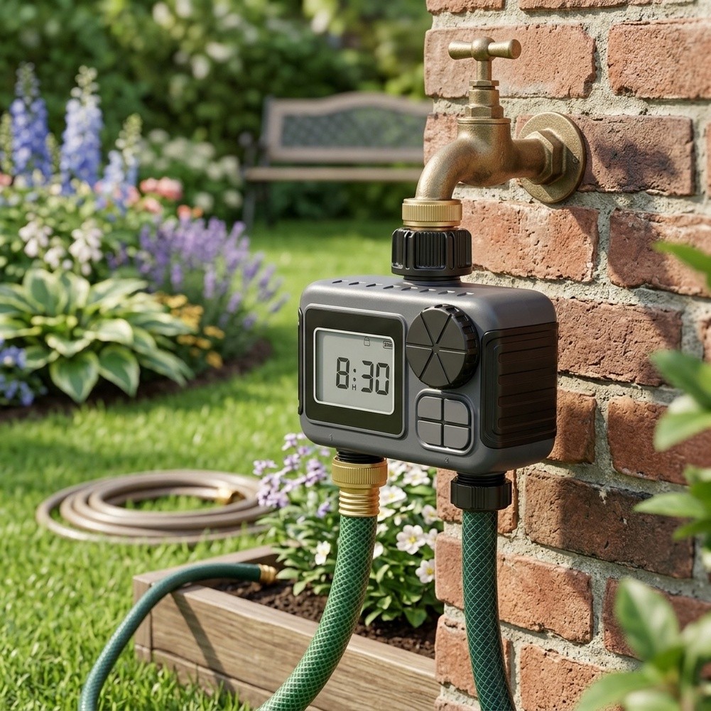 Timer Dual Outlet - Pengatur Waktu Irigasi Taman dengan Dua
